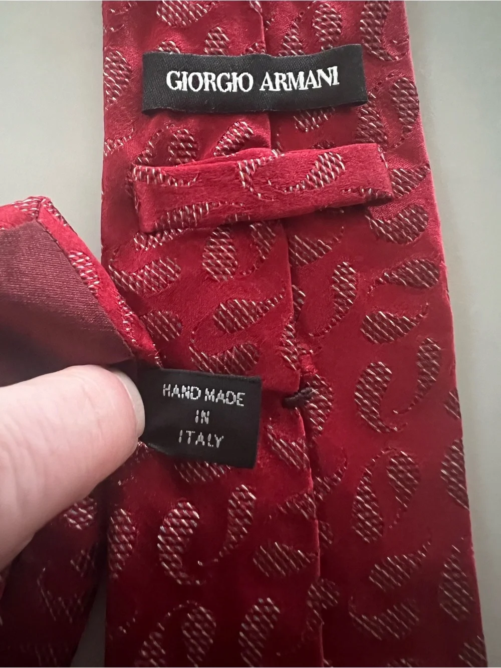Giorgio Armani Red Paisley Silk Tie: 100% Silk
